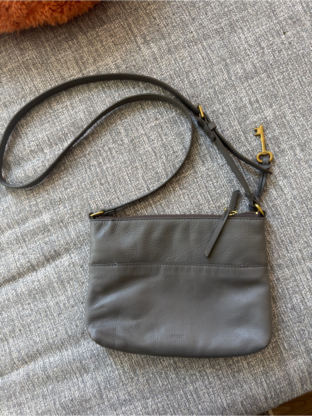 Gray Fossil Crossbody Purse